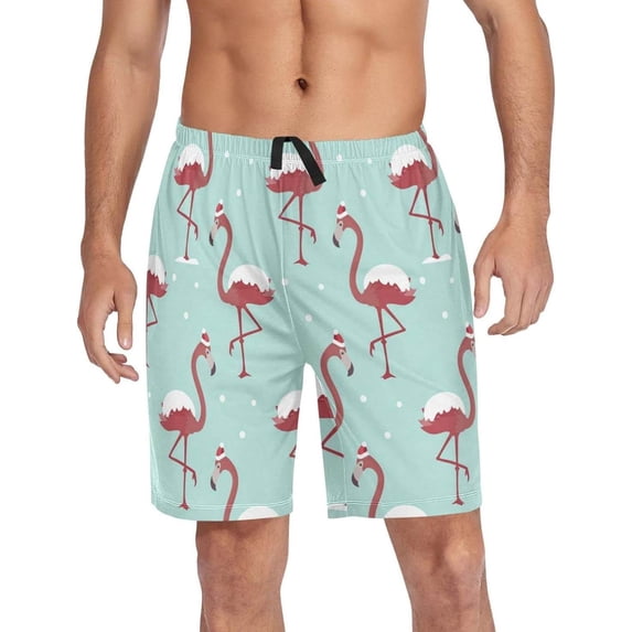 GZHJMY Flamingo Pajama Pants Short for Men, Lounge Pants Lightweight Men Pajama Bottoms with Drawstring Pockets, Christmas New Year Birthday Gifts, Small