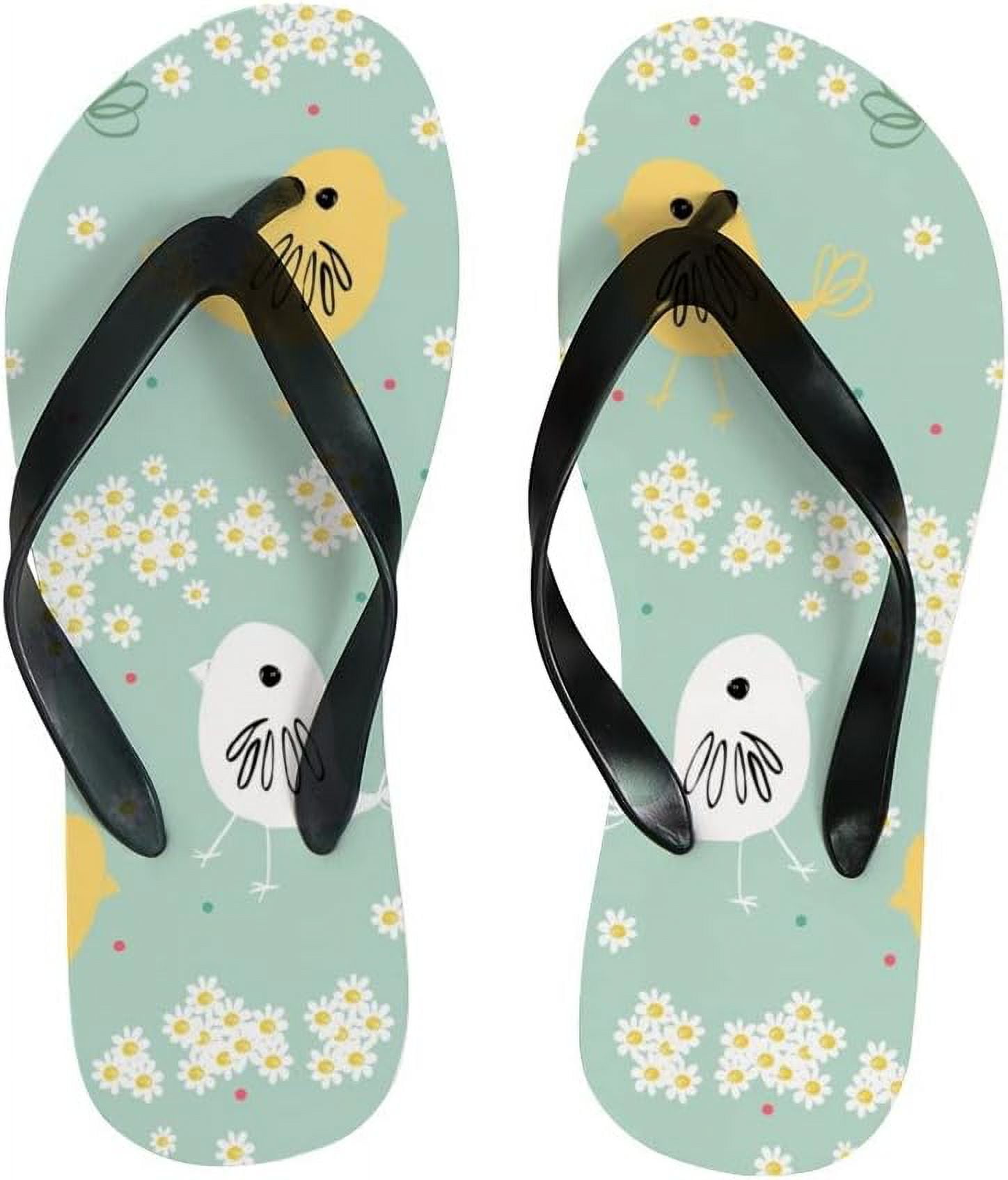 GZHJMY Flip Flops Cute Birds Daisy Floral Flowers Summer Spring ...