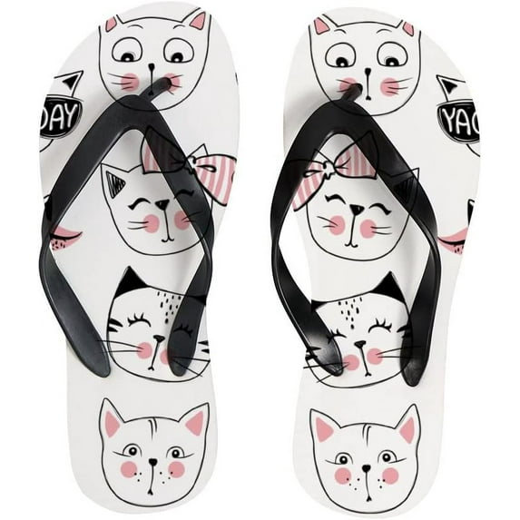 GZHJMY Flip Flops Cute Cat Pink White Animal Cartoon Slippers Sandals for Women Men Boy Girl Kid Beach Summer Yoga Mat Slipper Shoes