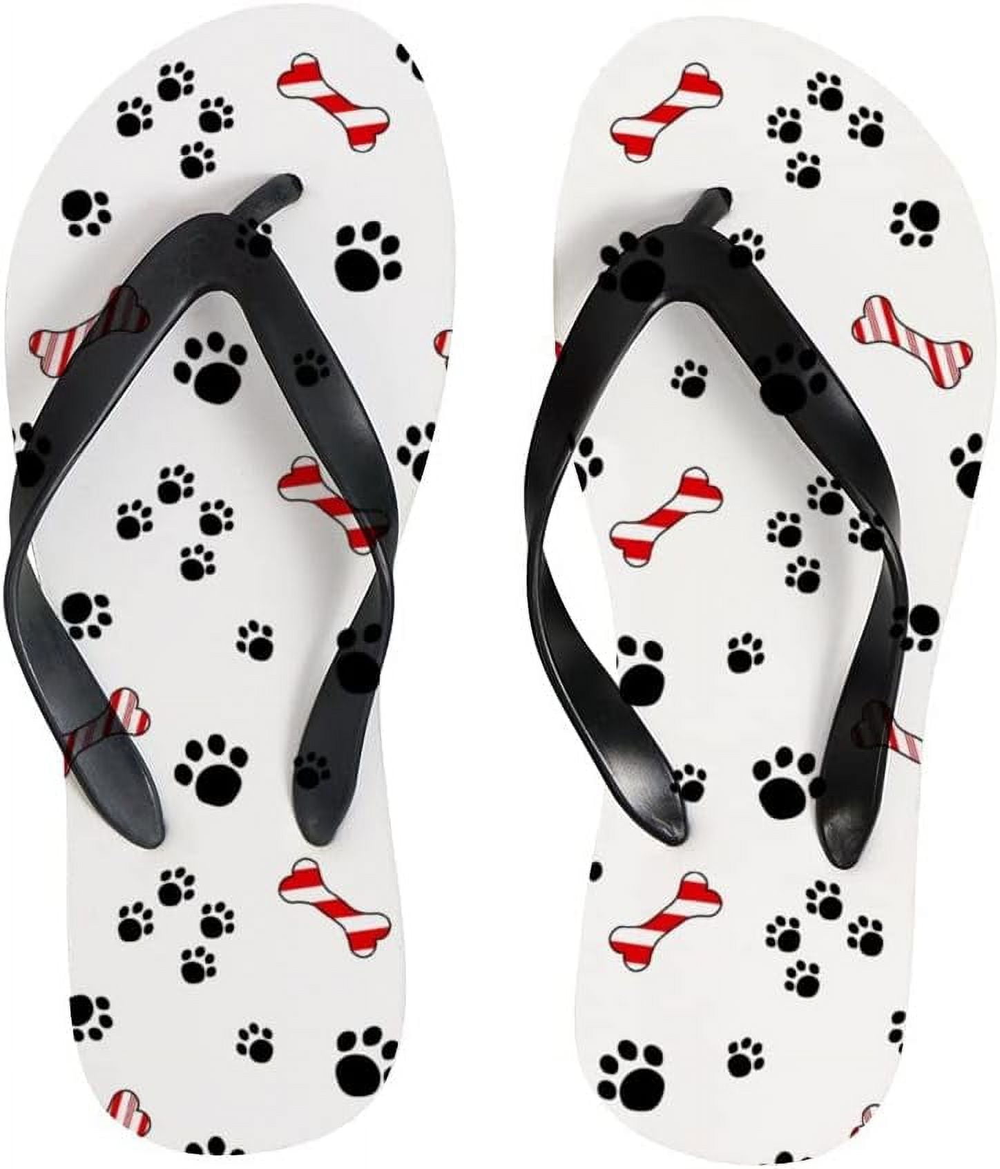 Dog Paws and Bones Pattern Flip-Flops