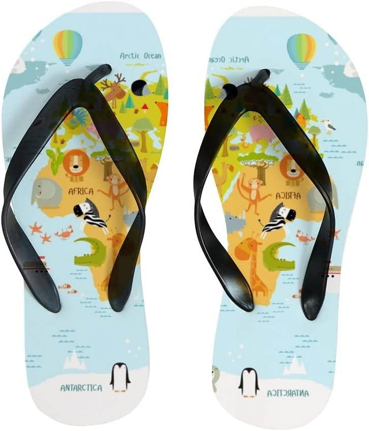 GZHJMY Flip Flops Cute Kids Animals World Map Slippers Sandals for