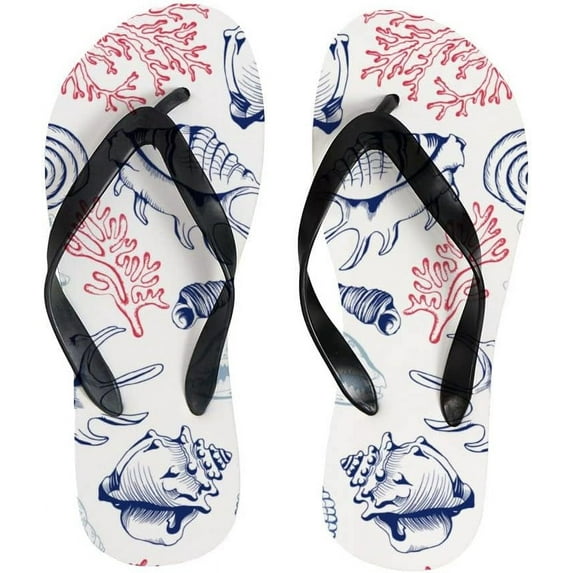 GZHJMY Flip Flops Ocean Sea Aquatic World Beach Shells Starfish Thong Slip On Slippers Beach Summer Sandals for Women Men Boy Girl Kid Summer Slippers
