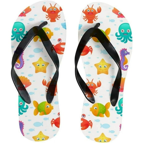 GZHJMY Flip Flops Sea Fish Jellyfish Thong Slip On Slippers Beach Summer Sandals for Women Men Boy Girl Kid Summer Slippers