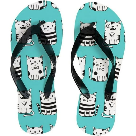 GZHJMY Flip Flops Slippers Cute Black White Cats for Women Girl Men Sandals Beach Summer Shower Slippers Shoes