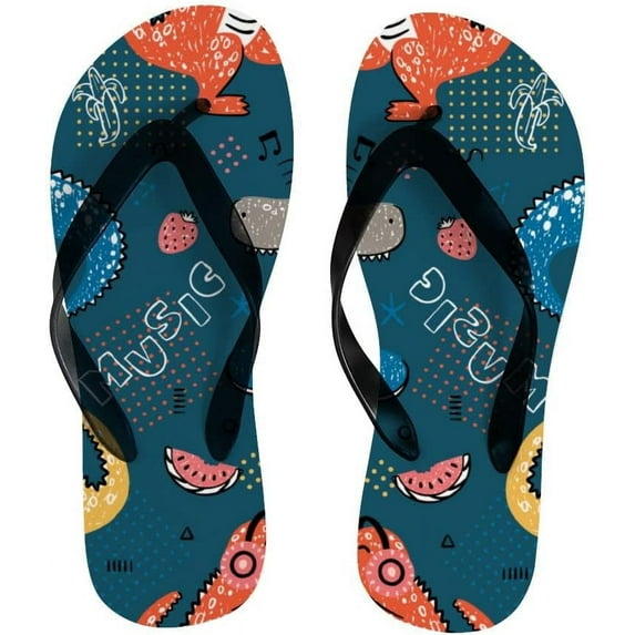 GZHJMY Flip Flops Slippers Cute Dinosaur Music Animal Sandals for Beach Summer Shower Women Men Boy Girl Kid Shoes
