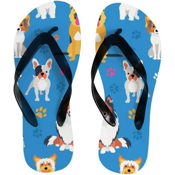 GZHJMY Flip Flops Slippers Cute Dog Puppy Animal Blue Sandals for Beach Summer Shower Women Men Boy Girl Kid Shoes