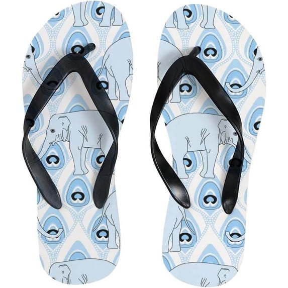 GZHJMY Flip Flops Slippers Cute Elephants Animal Vintage Blue for Women Girl Men Sandals Beach Summer Shower Slippers Summer Slippers
