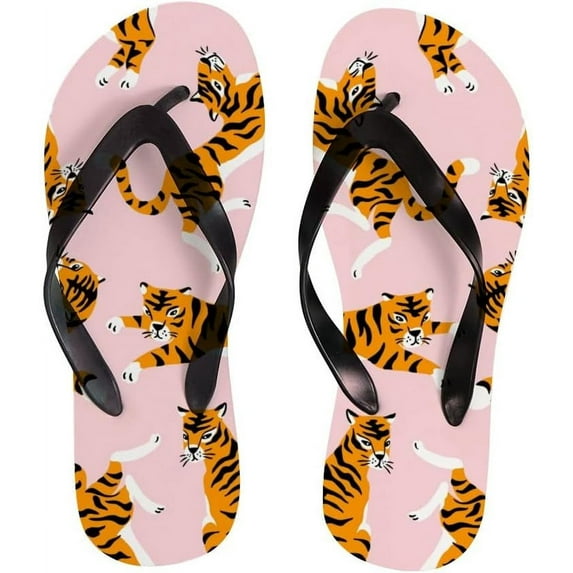 GZHJMY Flip Flops Slippers Cute Tiger Animal Pink for Women Girl Men Sandals Beach Summer Shower Slippers Summer Slippers