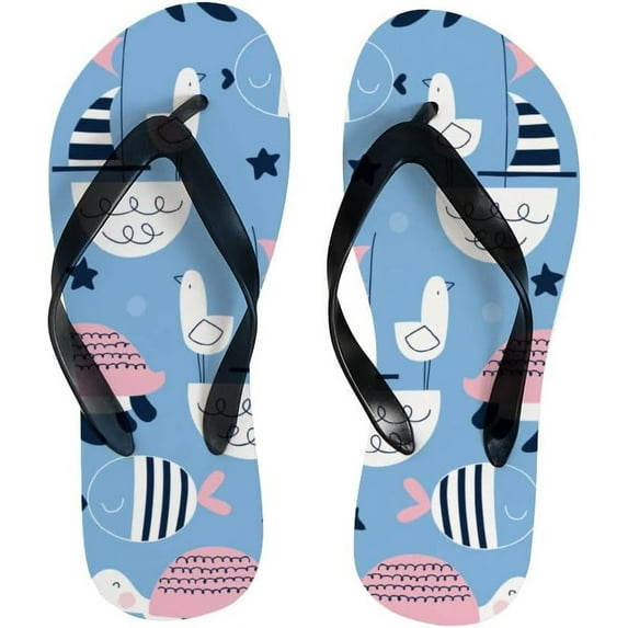 GZHJMY Flip Flops Slippers Cute Turtle Ocean Sea Fish Ship Boat for Women Girl Men Sandals Beach Summer Shower Slippers Summer Slippers