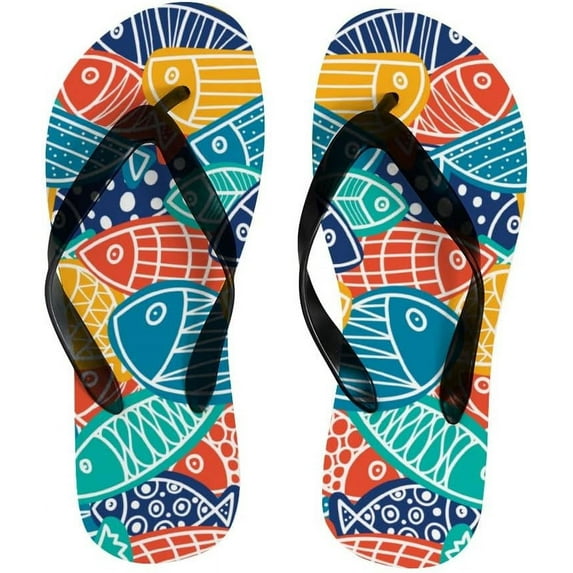 GZHJMY Flip Flops Slippers Ocean Sea Rainbow Fish Sandals for Beach Summer Shower Women Men Boy Girl Kid Summer Slippers