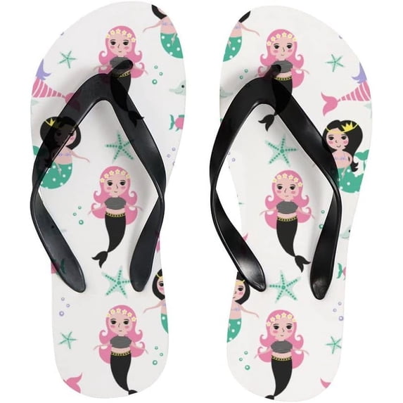 GZHJMY Flip Flops Slippers Ocean Sea World Aquatic Mermaid Starfish Sandals for Beach Summer Shower Women Men Boy Girl Kid Shoes