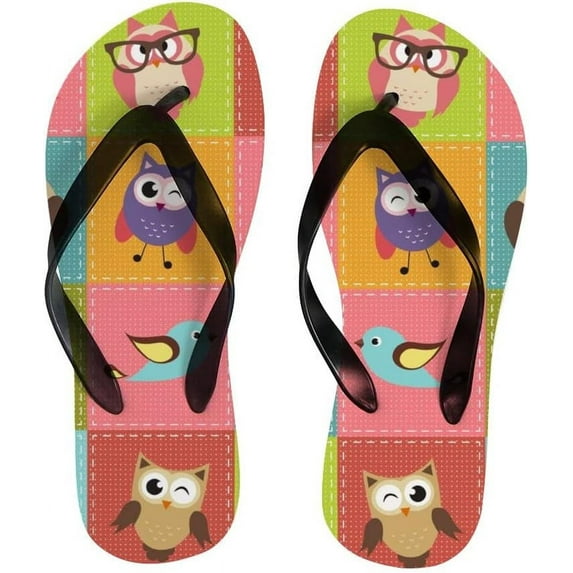 GZHJMY Flip Flops Slippers Vintage Cute Owls Patchwork Plaid Tartan Sandals for Beach Summer Shower Women Men Boy Girl Kid Summer Slippers