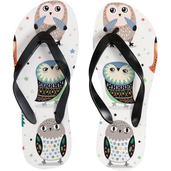 GZHJMY Flip Flops Vintage Owls Birds Floral Flowers Stars Slippers Sandals for Women Men Boy Girl Kid Beach Summer Yoga Mat Slipper Summer Slippers