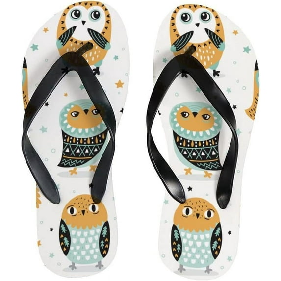 GZHJMY Flip Flops Vintage Owls Birds Floral Flowers Stars Thong Slip On Slippers Beach Summer Sandals for Women Men Boy Girl Kid Summer Slippers
