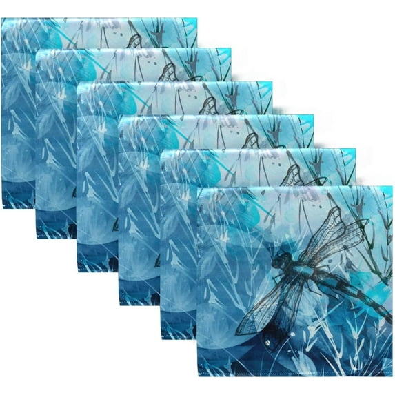 GZHJMY Floral and Dragonfly Cloth Napkins Washable Reusable Polyester Dinner Napkins 20 x 20 Inch for Home Weddings Parties Holiday Table Napkins Set of 6