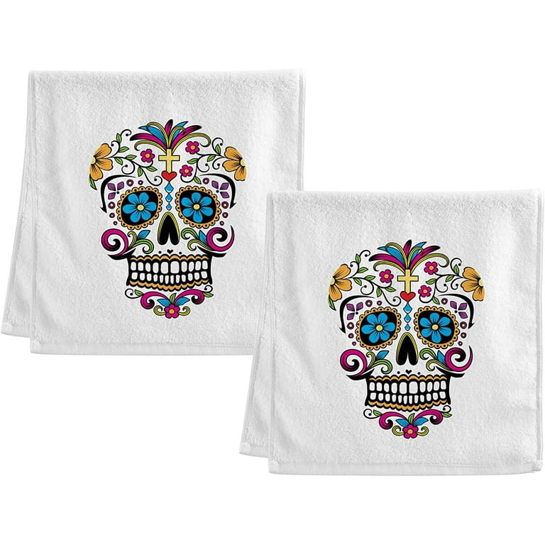 GZHJMY Floral Paisley Skull Hand Towels Set of 2 Bath Towels Absorbent Soft 100 Combed Ring Spun Cotton Bathroom Towel Kitchen Dishwashing Towels