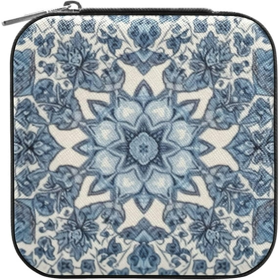 GZHJMY Floral Pattern Leather Jewelry Box,Portable Mini Jewelry Case Traveling Jewelry Organizer for Rings Necklaces Bracelets Earrings