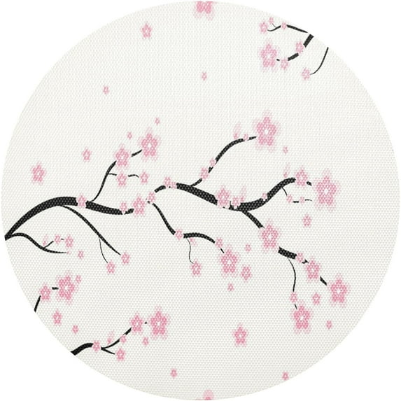 GZHJMY Floral Sakura Pattern Round Placemats for Dining Table Set of 1 Washable Table PVC Placemats Table Decoration Heat Insulation(186)