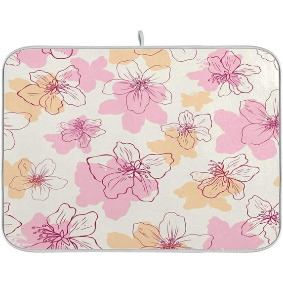 GZHJMY Flower Blossom Dish Drying Mat for Kitchen Counter,Super Quick Absorbent Composite Sponge Dish Drying Pad,Heat Resistant Non-Slip Rack Tableware Mat (18x24Inch)for Dishes Coffee Machine Dish