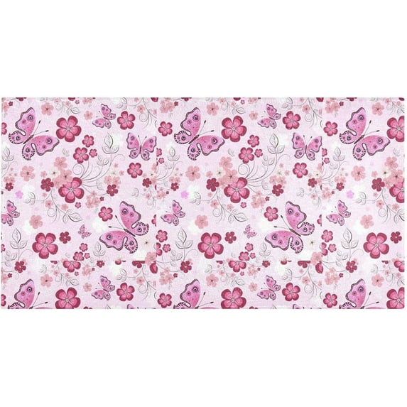 GZHJMY Flower Butterfly Floral Bathroom Rugs Floor Mats Non-Slip Soft Absorbent Microfibers Plush Bath Rugs for Bath Kitchen Shower Floor, 39x20 Inch Carpet Runner