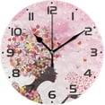 thumbnail image 1 of GZHJMY Flower Fairy Girl Butterfly Wall Clock, 10" Silent Non Ticking Round Clock, Oil Painting Easy to Read Clock for Living Room Bedroom Bathroom Home Decor Holiday Gifts, 1 of 7