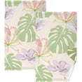 thumbnail image 1 of GZHJMY Flower Monstera Leaves Cotton Towels Set 2 Pcs Absorbent Hand Towel Face Towels Kitchen Towels Bath Towels for Bathroom Laundry Room Kitchen 16 x 28 Inches, 1 of 7