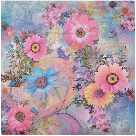 GZHJMY Flower Painting Cloth Napkins Set of 4,Reusable Washable Polyester Dinner Table Napkins for Kitchen,Dining,Restaurant,Party Decoration