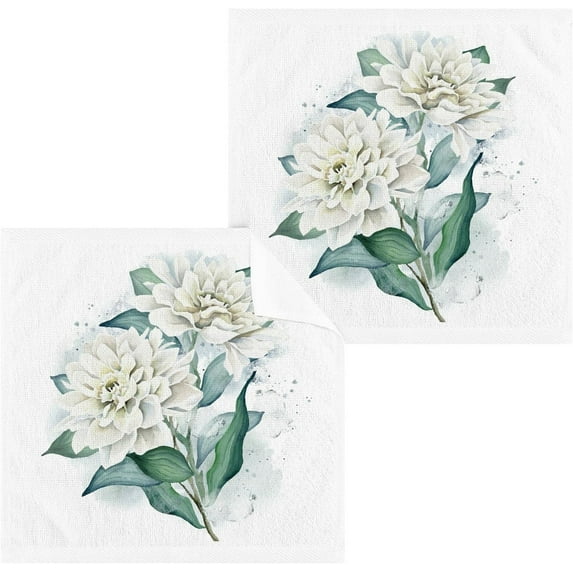 GZHJMY Flowers Dahlia Cotton Wash Cloths, Facial Cleansing Cloths Super Soft Absorbent Face Hand Towel Fingertip Towel Washcloths Set of 2, 12 x 12 inch
