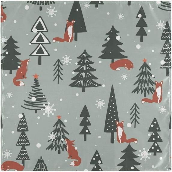 GZHJMY Foxe Snow Cloth Napkins Washable Reusable Polyester Dinner Napkins 20 x 20 Inch for Home Weddings Parties Holiday Table Napkins Set of 1