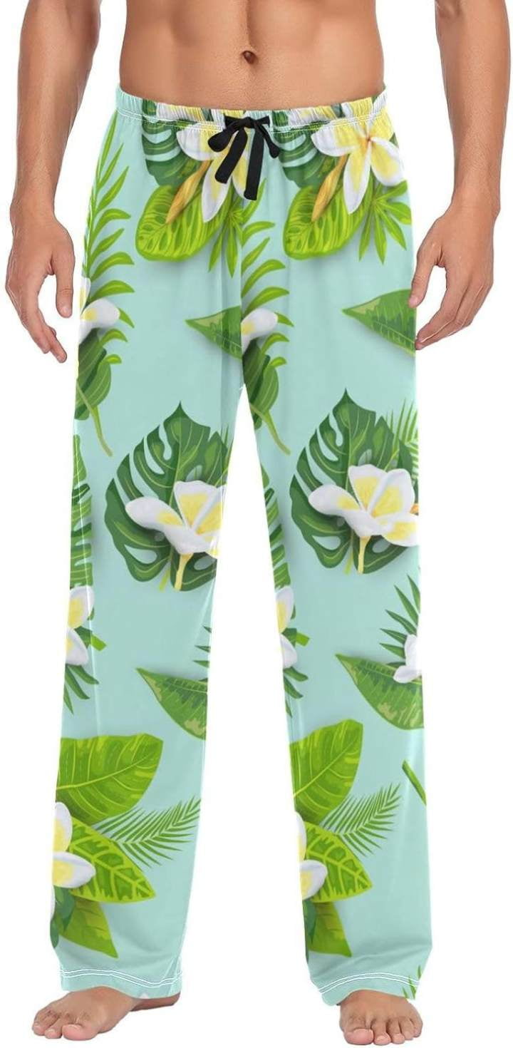 GZHJMY Frangipani Pajama Pants, Mens Lounge Pants Super Soft Men Pajama