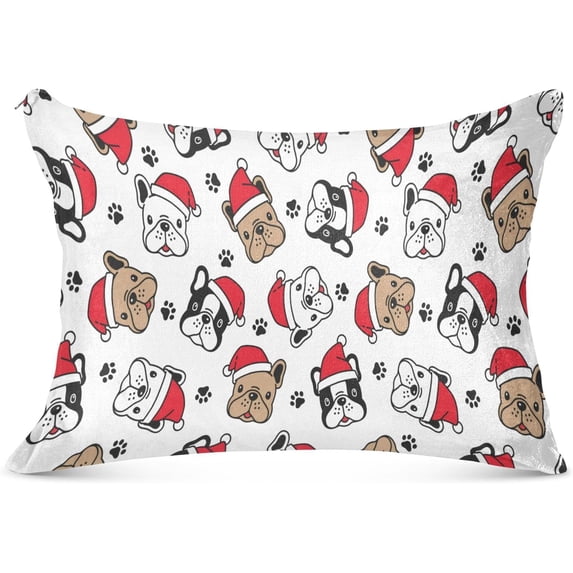 GZHJMY French Bulldog Paw Santa Claus Hat Zippered Velvet Pillowcases,Super Soft and Cozy Luxury Plush Pillow Case Bed Pillow Pillowcases, 20x40 Inches Home Decor