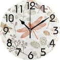 thumbnail image 1 of GZHJMY Fresh Dragonfly Flowers Round Wall Clock, 9.5 Inch Battery Operated Quartz Analog Quiet Desk Clock for Home,Office,School,Kitchen, 1 of 4