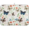 thumbnail image 1 of GZHJMY Fresh Floral Leaves Butterflies Absorbent Dish Drying Mat Microfiber Large Kitchen Countertop Table Protector Multi-Purpose Counter Rack Sink Drainer Pad (16” x 18”), 1 of 6