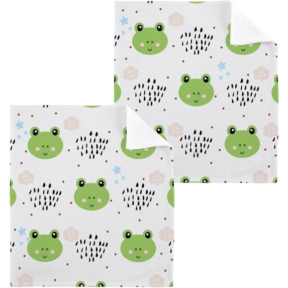 GZHJMY Frog Pattern Wash Cloth Set of 6, 12 x 12 Inch Cotton Baby Washcloths Absorbent and Super Soft Feel Fingertip Towel Face Towels for Bathroom, Gym, Spa