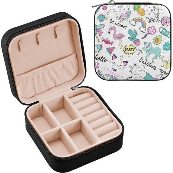 GZHJMY Funny Cartoon Animals Small Jewelry Box, Travel Portable Square Jewelry Case for Ring, Pendant, Earring, Necklace Organizer Storage Holder Boxes