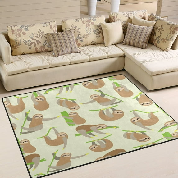 GZHJMY Funny Cartoon Sloth Area Rug Living Room Rugs - 5'3" x4 Abstract Large Soft Indoor Washable Rug Low Pile Carpet for Bedroom Dining Room Office Carpet Runner