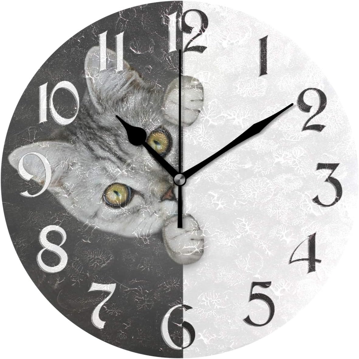 Modern Checkered Wall Clock – Black & White Wooden Silent Non-Ticking Clock, Battery Operated, 25x25cm