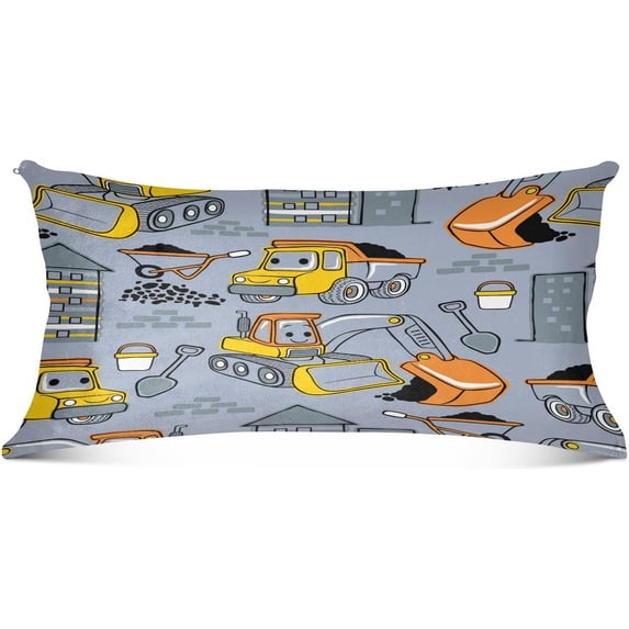 GZHJMY Funny Construction Vehicles Pillowcase, Super Soft Pillow Shams Covers, Plush Cozy Pillow Cases with Zipper, 21" X 54"(470)
