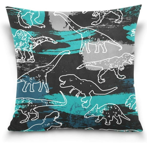GZHJMY Funny Dinosaurs Pillow Cover 20 x 20 Inch, Soft Decorative Cushion Case Square Throw Pillow Cover for Sofa Living Room Couch Home Decor