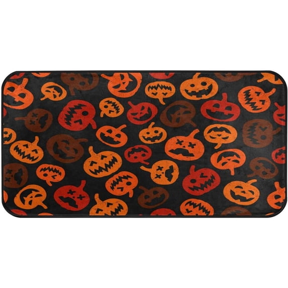 GZHJMY Funny Halloween Pumpkin Kitchen Rugs, 39"x20",Non Slip Washable Cushioned Carpets Polyester AntiFatigue Comfort Porch Floor Mat Doormat Halloween Decoration