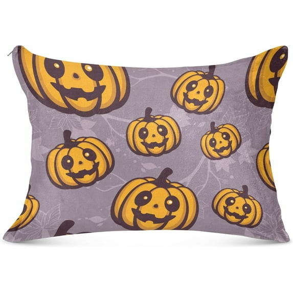 GZHJMY Funny Pumpkin Halloween Pillowcase Plush Pillowcase for Hair and Skin, Soft Standard Size Pillow Cases Zippered Queen Pillow Case Set of 1-21x54in Home Decor