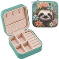 thumbnail image 1 of GZHJMY Funny Sloth Compact Leather Jewelry Box - Mini Travel Jewelry Case Organizer & Holder for Girls, Women | Ideal for Necklace Bracelet Earrings Rings, 1 of 7