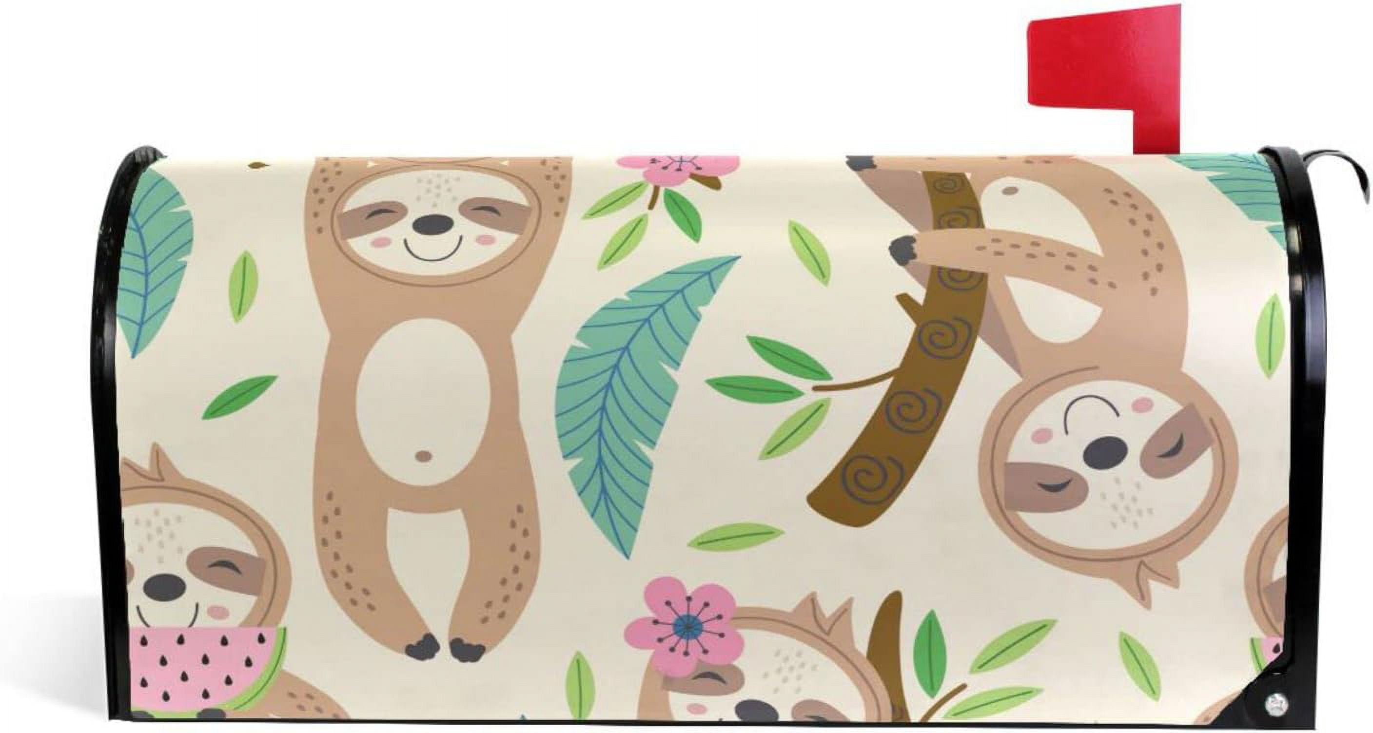 GZHJMY Funny Sloth Tropical Plants Magnetic Mailbox Cover Large Size ...