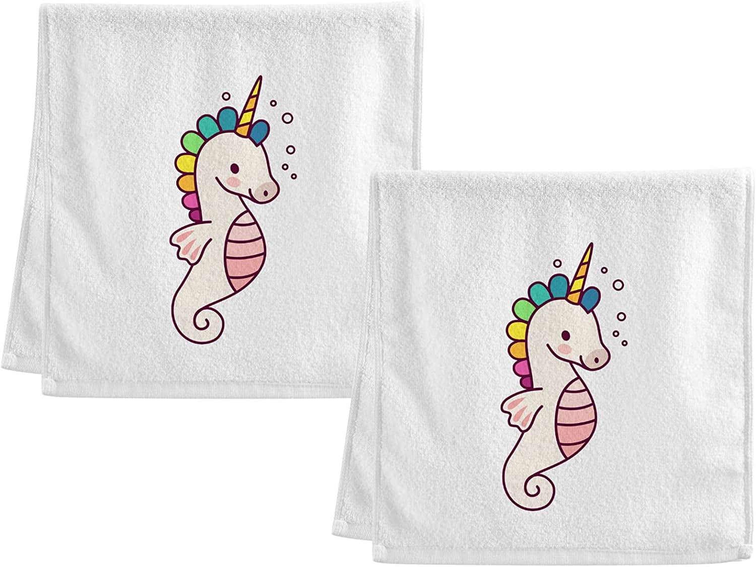 GZHJMY Funny Unicorn Seahorse Hand Towels Set of 2 Bath Towels Absorbent Soft 100 Combed Ring Spun Cotton Bathroom Towels Kitchen Dishwashing Towels Hotel Spa Towels 16 x 30 in Walmart