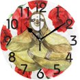 thumbnail image 1 of GZHJMY Funny Yoga Sloth Red Rose Print Round Wall Clock, 9.5 Inch Battery Operated Quartz Analog Quiet Desk Clock for Home,Office,School,Kitchen, 1 of 4