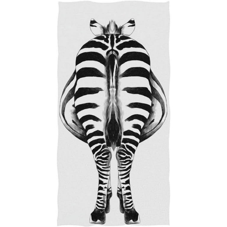 GZHJMY Funny Zebra Back Sketch Black and White Print Soft Bath Towel Highly Absorbent Large Hand Towels Multipurpose for Bathroom Hotel Gym and Spa 16 x 30 Inches Walmart