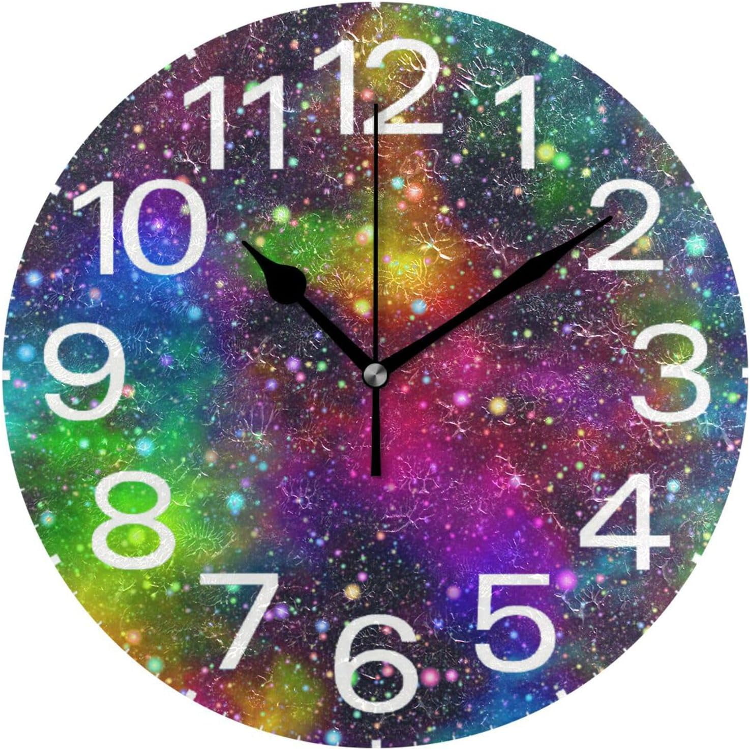 GZHJMY Galaxy Colorful Milky Way Wall Clock,Silent Non Ticking 10 Inch ...