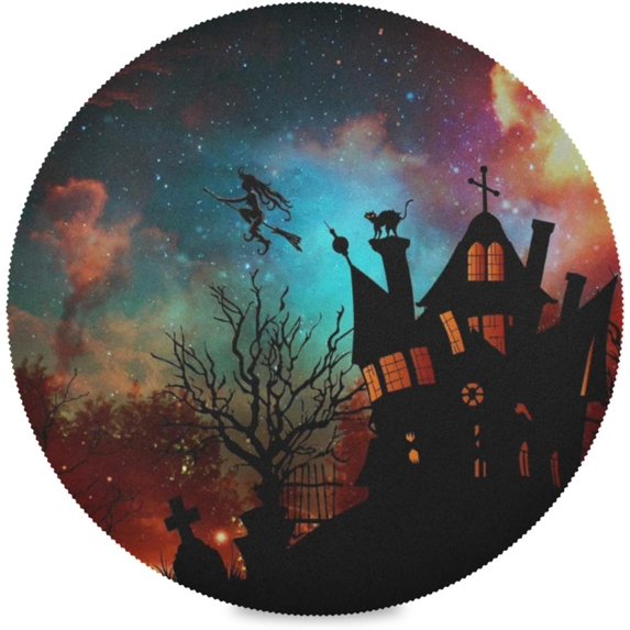 GZHJMY Galaxy Round Placemats, Durable Non-Slip Table Mat Heat and Stain Resistant Placemat for Kitchen Table Decoration Outdoor BBQ Activities, 1PCS