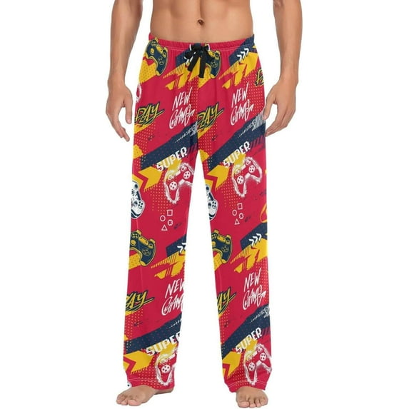 GZHJMY Gamepad Pajama Pants for Men, Lounge Pants Lightweight Men Pajama Bottoms with Drawstring Pockets, Christmas New Year Birthday Gifts, Large