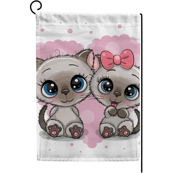 GZHJMY Garden Flag Double Sided Cute Cartoon Kittens, Fade Resistant Yard Flag Durable Banner Indoor Outdoor Home Decor 28x40 Inch Yard Flags
